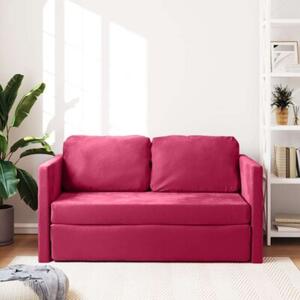 Sofa podÅogowa 2-w-1, winna czerwieÅ, 122x204x55 cm, aksamit