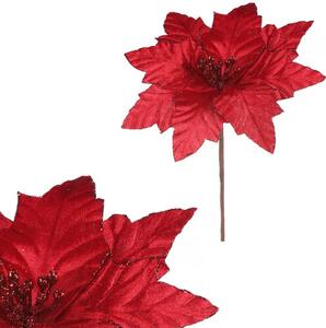 Kwiat poinsecji 22 cm, aksamitny, czerwony