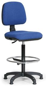 Krzesło biurowe MILANO z podnóżkiem, podwyższone, ślizgacze, niebieskie