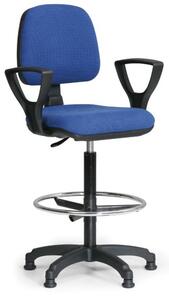 Krzesło MILANO z podłokietnikami, podwyższone, podnóżek, ślizgacze, niebieske