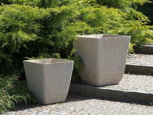 Donica ogrodowa beżowa kwadratowa mieszanka kamienia 49 x 49 x 53 cm Delos Beliani