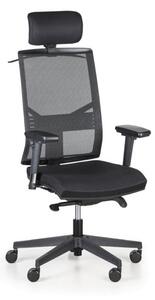 Krzesło biurowe OMNIA z podpórką głowy, czarny