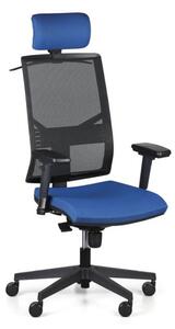 Krzesło biurowe OMNIA z podpórką głowy, niebieski