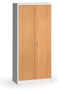 Szafy spawane z laminowanymi drzwiami, 1950 x 920 x 400 mm, RAL 7035/czereśnia