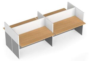 Zestaw parawanów biurowych ze stołem prostym, magnetyczny, 4 miejsca, brzoza
