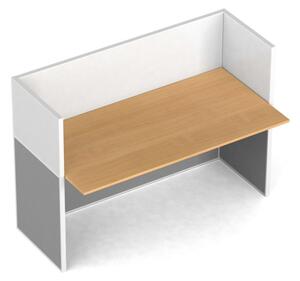 Zestaw parawanów biurowych ze stołem prostym PRIMO, magnetyczny, 1 miejsce, buk