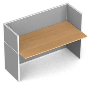 Zestaw parawanów biurowych ze stołem prostym, tekstylny, 1 miejsce, buk