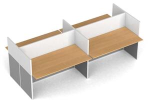 Zestaw parawanów biurowych ze stołem prostym PRIMO, magnetyczny, 4 miejsca, buk