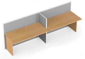 Zestaw parawanów biurowych z prostym stołem PRIMO, tekstylny, 2 miejsca, brzoza