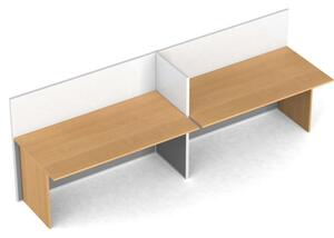 Zestaw parawanów biurowych z prostym stołem, magnetyczny, 2 miejsca, buk
