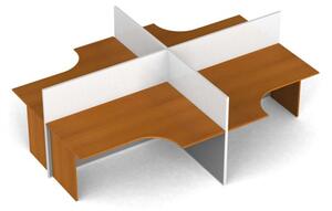 Zestaw parawanów biurowych ze stołem ergonomicznym PRIMO, magnetyczny, 4 miejsca, czereśnia