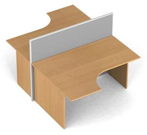 Zestaw parawanów biurowych ze stołem ergonomicznym PRIMO, tekstylny, 2 miejsca, buk