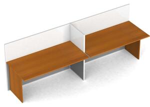 Zestaw parawanów biurowych z prostym stołem PRIMO, magnetyczny, 2 miejsca, czereśnia