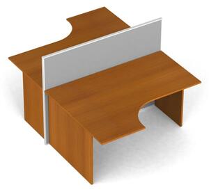 Zestaw parawanów biurowych ze stołem ergonomicznym PRIMO, tekstylny, 2 miejsca, czereśnia