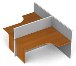Zestaw parawanów biurowych ze stołem ergonomicznym PRIMO, tekstylny 2 miejsca, czereśnia