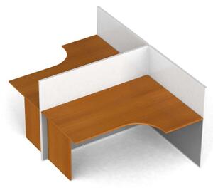 Zestaw parawanów biurowych ze stołem ergonomicznym PRIMO, magnetyczny, 2 miejsca, czereśnia