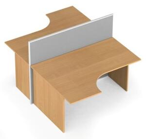 Zestaw parawanów biurowych ze stołem ergonomicznym PRIMO, tekstylny, 2 miejsca, brzoza