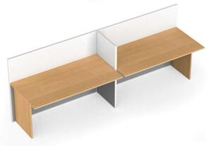 Zestaw parawanów biurowych z prostym stołem PRIMO, magnetyczny, 2 miejsca, brzoza