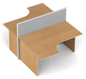 Zestaw parawanów biurowych ze stołem ergonomicznym PRIMO, tekstylny, 2 miejsca, brzoza