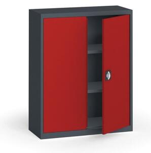 Szafa metalowa, 1150 x 950 x 400 mm, 2 półki, antracyt/czerwona