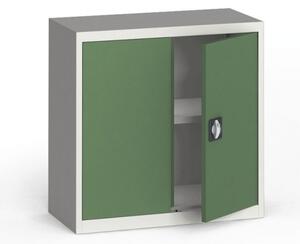 Szafa metalowa, 800 x 800 x 400 mm, 1 półka, szara/zielona
