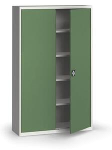 Szafa metalowa, 1950 x 1200 x 400 mm, 4 półki, szara/zielona