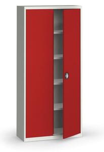 Szafa metalowa, 1950 x 950 x 400 mm, 4 półki, szara/czerwona