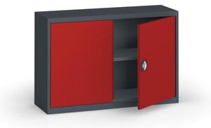 Szafa metalowa, 800 x 1200 x 400 mm, 1 półka, antracyt/czerwona