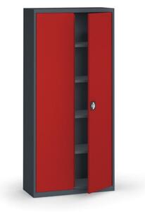 Szafa metalowa, 1950 x 950 x 400 mm, 4 półki, antracyt/czerwona