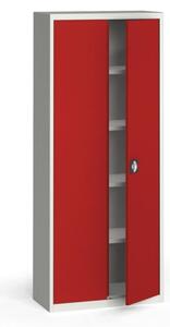 Szafa metalowa, 1950 x 800 x 400 mm, 4 półki, szara/czerwona