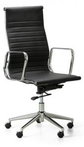 Krzesło biurowe STYLE L, skóra, czarny