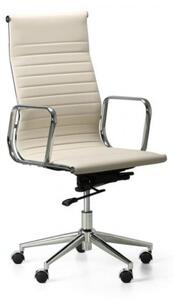 Krzesło biurowe STYLE L, skóra, kremowe