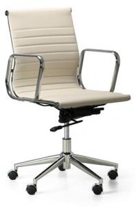 Krzesło biurowe STYLE S, skóra, kremowy