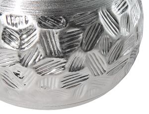 Porcelanowa lampa stołowa nocna 43 cm dekoracyjna srebrna okrągły abażur Yakima Beliani