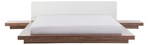 Łóżko 180x200 cm niska rama styl japoński stoliki nocne brązowe Zen Beliani