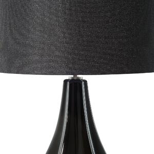 Lampa stołowa czarna glam porcelanowa wysoki połysk z abażurem Santee Beliani