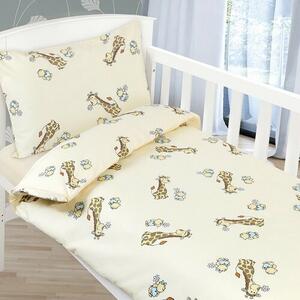 Bellatex Dziecięca pościel bawełniana do łóżeczka Agata – Żyrafa beżowy, 90 x 135 cm, 45 x 60 cm