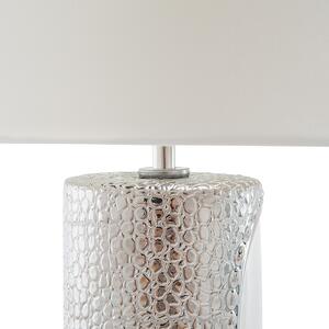 Nowoczesna lampka nocna stołowa porcelanowa okrągły abażur 52 cm biała Aiken Beliani