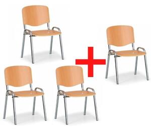 Drewniane krzesło ISO 3+1 GRATIS, buk, kolor konstrucji chrom, nośność 120 kg