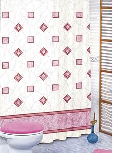 Bellatex Zasłona prysznicowa Kwadraty różowy, 180 x 200 cm