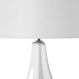 Lampa stołowa jasnobeżowa glam porcelanowa wysoki połysk z abażurem Santee Beliani