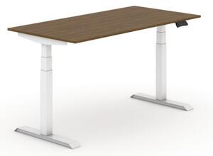Biurko z elektryczną regulacją wysokości, 625-1275 mm, blat 1800x800 mm, orzech, biała podstawa