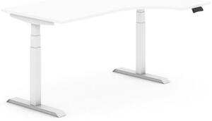 Biurko z elektryczną regulacją wysokości, 625-1275 mm, ergonomiczne prawe, blat 1600x1200 mm, biały, biała podstawa