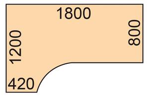 Stół z regulacją wysokości PRIMO ADAPT, elektryczny, 1800 x 1200 x 625-1275 mm, ergonomiczny lewy, biały, szary stelaż