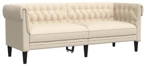 Sofa chesterfield trzyosobowa, obita lnem