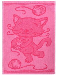 Ręcznik dziecięcy Cat pink, 30 x 50 cm