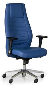 Fotel biurowy CHARTER, prawdziwa skóra, niebieski