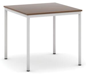 Stół do jadalni 800 x 800 mm, blat orzech, nogi jasnoszare