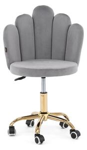 EMWOmeble Krzesło obrotowe muszelka DC-6092S | Welur | Szary | Złote nogi