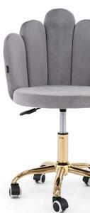 MebleMWM Krzesło obrotowe muszelka DC-6092S szary welur, złote nogi